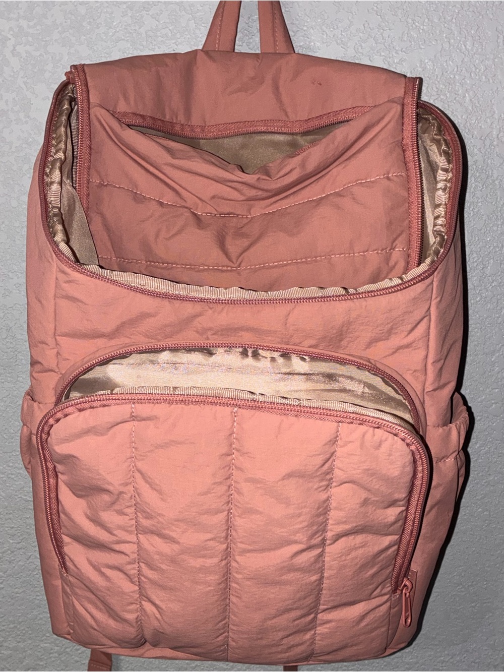 Women's Quilted Pink Backpack - Stylish Everyday Shoulder Bag